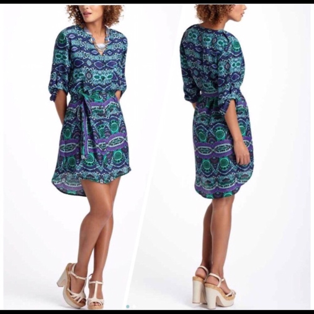 Anthropologie Maeve Frequencies ikat button dress